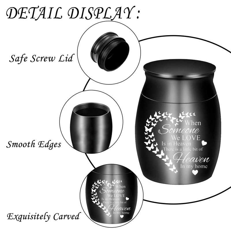 Kremavimo urnai gyvūnėliui su nuimamtu dangteliu, nerūdijančio plieno, Korėjos stiliaus, rankų darbo ir mechaninės apdailos