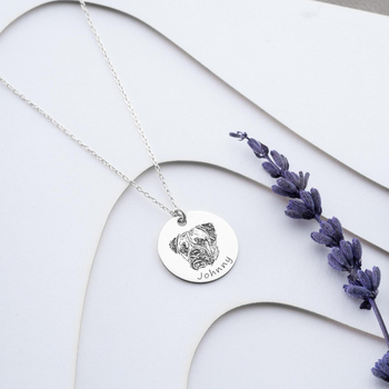 Огърлица за спомен от снимка на домашен любимец — неръждаема стомана, гравиран медальон, форма животно/зодия, О-образна верига