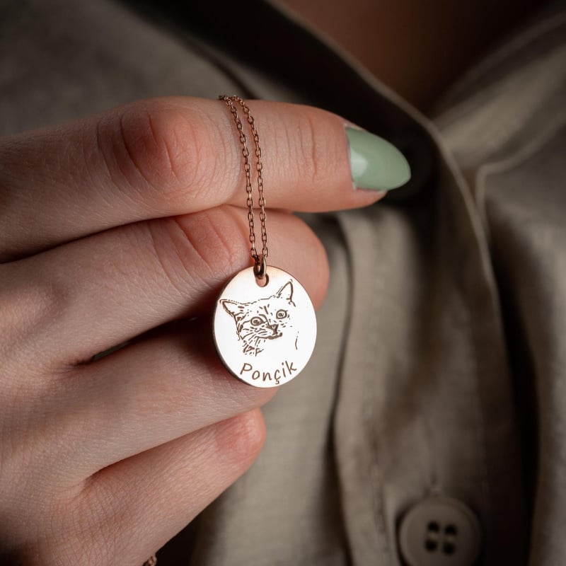 Огърлица за спомен от снимка на домашен любимец — неръждаема стомана, гравиран медальон, форма животно/зодия, О-образна верига