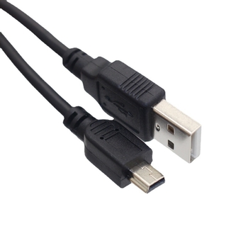 Mini USB duomenų kabelis su T-portu, greitas įkrovimas, 2A išvestis, PVC, vienas galas – skirtas kameroms ir dash cam