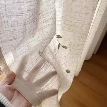 Завеси със мотив лястовица — леноподобна тъкан, печатени, полупрозрачни, стил Нов китайски, за дневна, спалня, кабинет, балкон