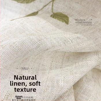 Lininės užuolaidos su spauda — permatnios, Naujasis Kinų stilius, tinka svetainei, miegamajam, skaityklai, balkonui