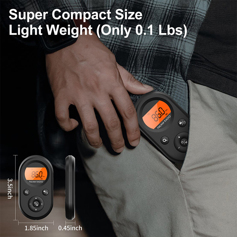 SYJ003 kišeninis mini radijas, skaitmeninis ekranas, stereo gars, skaitmeninis dažnio reguliavimas, vienos juostos