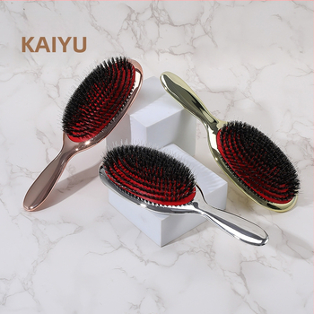 Masažo plaukų šepetėlis su elektroplatinėtais plastmasos šereliais — Medžiaga: PS, šereliai, nailonas