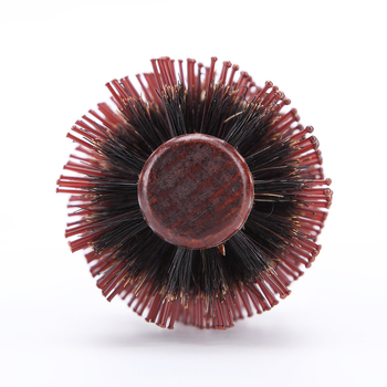 Medinė ritinėlių plaukų šukė su natūraliais pluoštais ir nailoniniais ritiniais, kvadratinė rankenėlė, 1 vnt