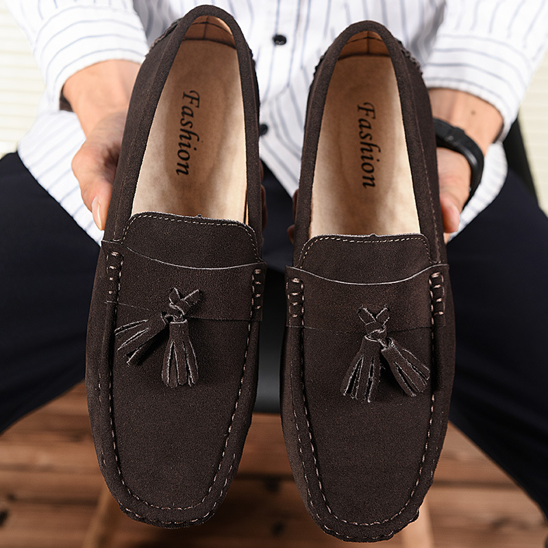 Ανδρικά δερμάτινα παπούτσια οδήγησης, άνω μέρος από δύο στρώσεις βοείου δέρματος, ματ φινίρισμα δέρματος, σόλα από καουτσούκ, στρογγυλή μύτη, ραφή κατασκευή