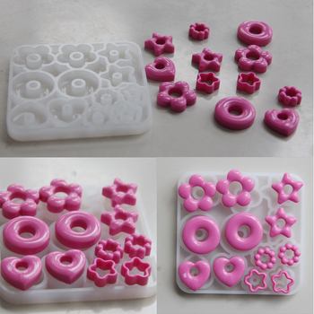 Stačiakampė silikoninė kepimo forma auskarų su žiedu, žvaigžde ir širdimi pakabukų gamybai – pradžia 2024