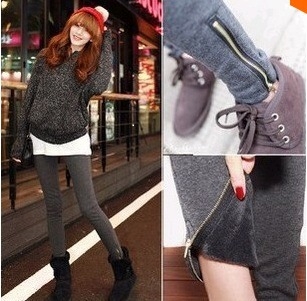 Kelnaitės su šonine užtrauktuku ir velūro įdėklu, rudeniui–žiema, 3/4 ilgio, 50% medvilnė, audinio svoris 250 g/m²