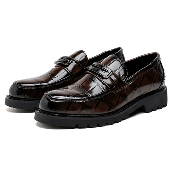 Loafers din PU piele pentru bărbați cu Leather Toe Cap, Pointed Toe, Slip-On, Rubber Sole