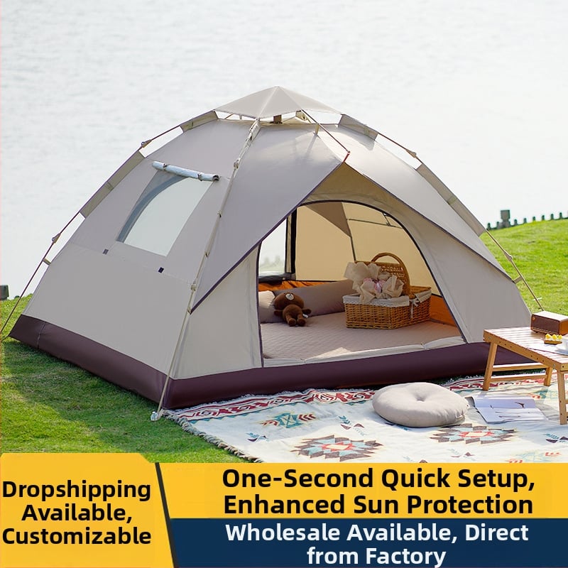 Kétrétegű sátor gyors felállítással, 3–4 főnek, négy évszakos használat, üvegszálas rudakkal és vízálló Oxford anyagból