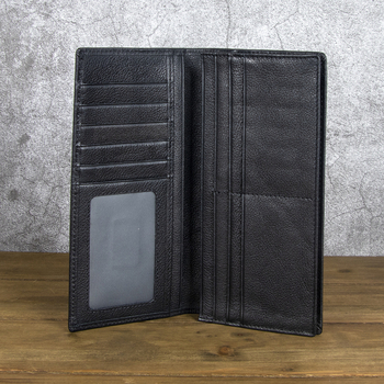 Vyrų odinė piniginė - vertikalus dizainas, pirmojo sluoksnio karvės odos, ultra lengvas, atsparus dėvėjimuisi, keli kortelių skyreliai, miesto paprastumas