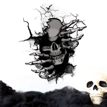 Sienų lipdukas – Helovyno kaukolės motyvas, PVC, atsparus vandeniui, nuimamas, tinkamas svetainei ir įėjimui