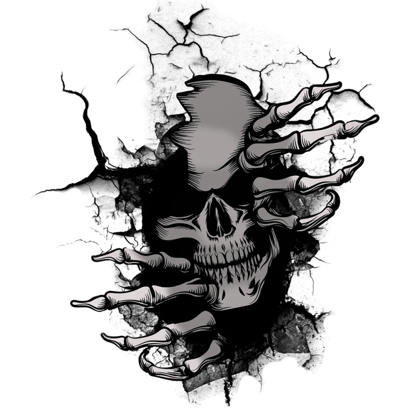 Sienų lipdukas – Helovyno kaukolės motyvas, PVC, atsparus vandeniui, nuimamas, tinkamas svetainei ir įėjimui