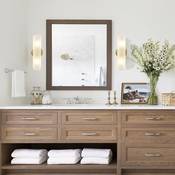 Стенно осветително тяло в скандинавски стил с LED светлина, абажур от облачен камък, железен корпус