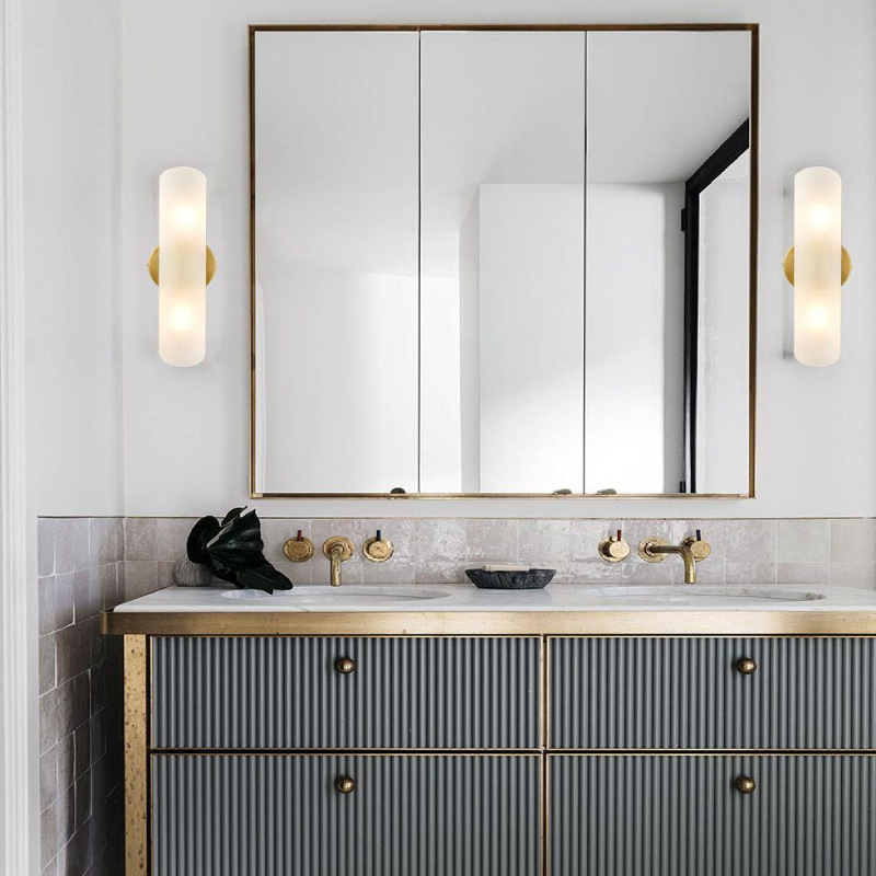 Стенно осветително тяло в скандинавски стил с LED светлина, абажур от облачен камък, железен корпус