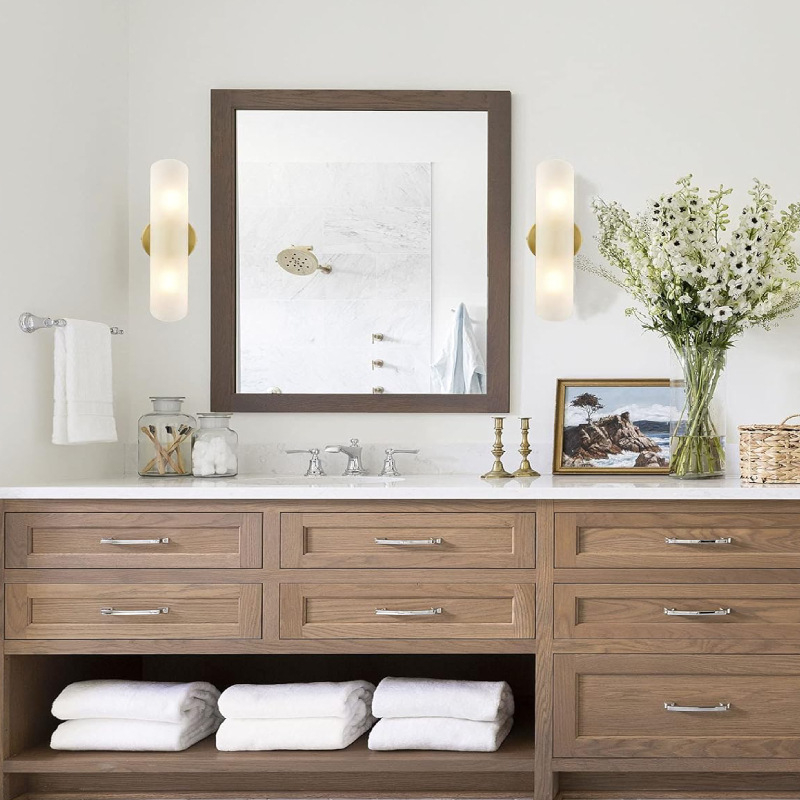 Стенно осветително тяло в скандинавски стил с LED светлина, абажур от облачен камък, железен корпус