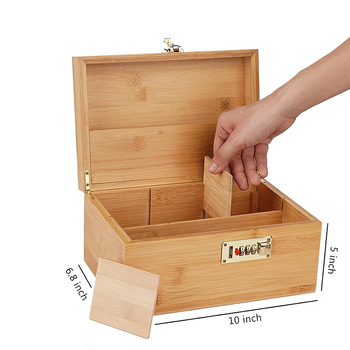 Бамбуков шкаф за съхранение на пури и тютюневи стърготини, настолен, с капак и отделение, модел LC-5303, модерен стил