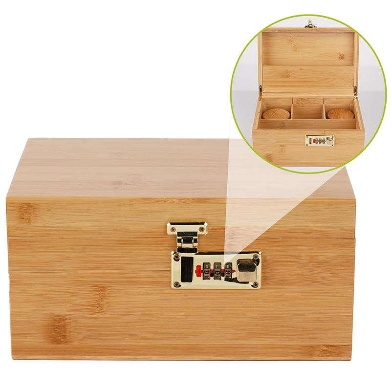 Бамбуков шкаф за съхранение на пури и тютюневи стърготини, настолен, с капак и отделение, модел LC-5303, модерен стил