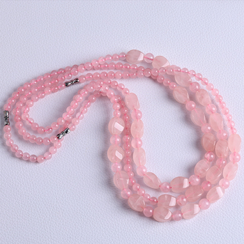 Верижка за деколте с розов кварцов кристал, прост стил, Jing Yao, произход Ляньюнганг Донхай окръг, пролет 2023