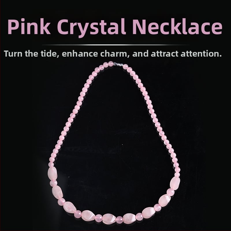Верижка за деколте с розов кварцов кристал, прост стил, Jing Yao, произход Ляньюнганг Донхай окръг, пролет 2023
