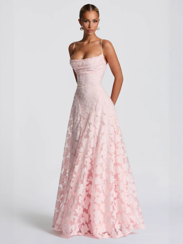 Šifon haljina slip s floralnim uzorkom, bez rukava, duga, poliester 80–90%