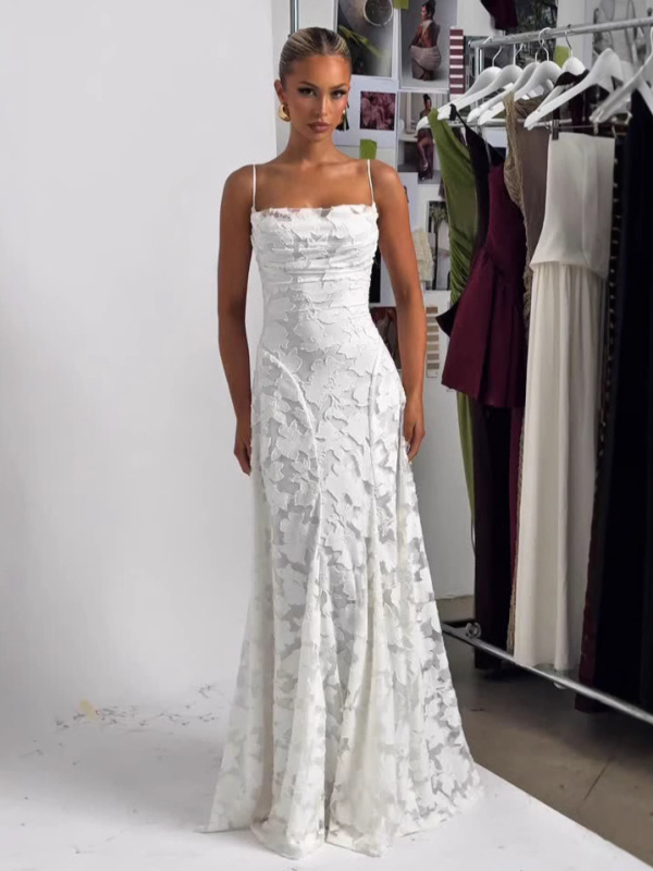 Šifon haljina slip s floralnim uzorkom, bez rukava, duga, poliester 80–90%