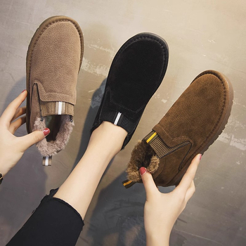 Női téli rövid csizma fleece béléssel – nubuk felsőrész, gumitalp, alacsony boka, kerek orr