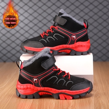 Детски ботуши до глезена за момчета, синтетичен кожен горен, спортен стил, за деца 4–16 г.