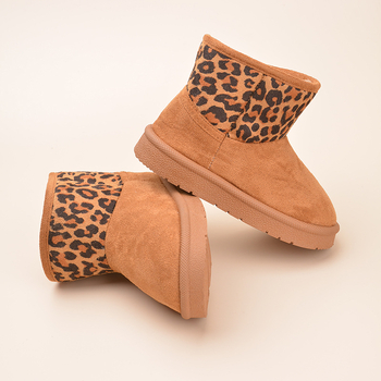 Детски обувки до глезена за зима, леопардов принт, замшев връх, подметка TPR, корейски стил