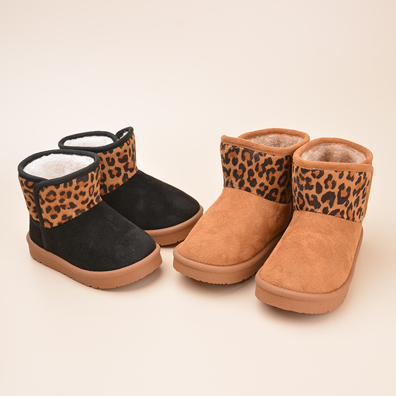 Детски обувки до глезена за зима, леопардов принт, замшев връх, подметка TPR, корейски стил