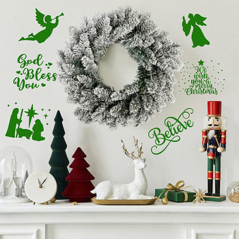 Junda rankų darbo PVC Kalėdinė dekoracija durims ir laiptams — Flocked Rattan pakabinama