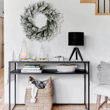 Junda rankų darbo PVC Kalėdinė dekoracija durims ir laiptams — Flocked Rattan pakabinama