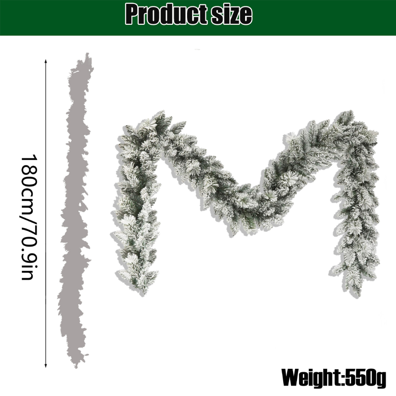 Junda rankų darbo PVC Kalėdinė dekoracija durims ir laiptams — Flocked Rattan pakabinama