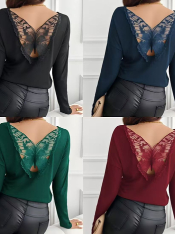 Poliesterinis puloverio viršus su gyvūnų raštu, ilgomis rankovėmis, siuvinėjimas