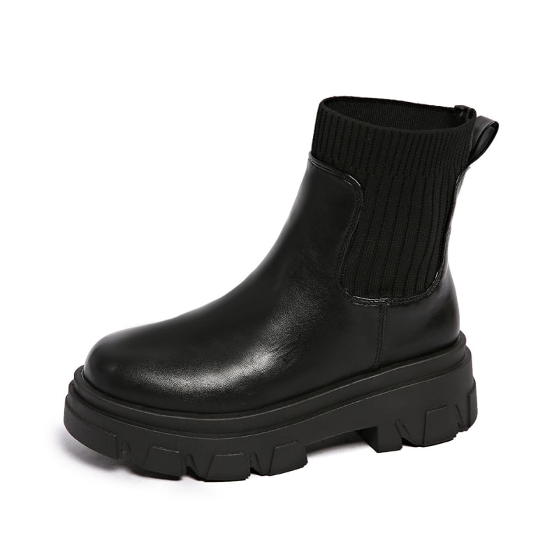 Női téli kötött Martin csizma, PU felsőrész, gumi talp, kerek orr, közepes magasságú sarok 3-5 cm