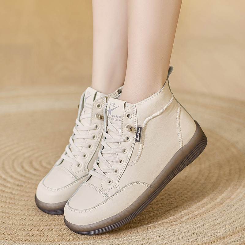 Női bőr magas szárú sneaker oldal cipzárral, TPR talppal, PU talpbetéttel