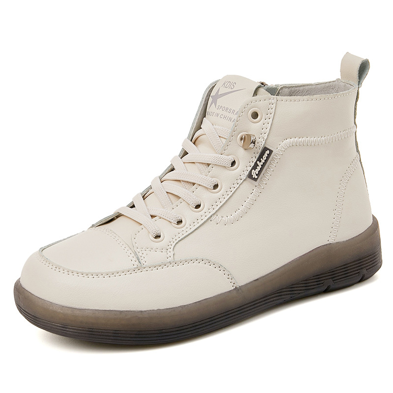 Női bőr magas szárú sneaker oldal cipzárral, TPR talppal, PU talpbetéttel