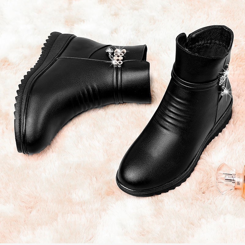 Ženske čizme s klinastim petom, fleece podstava, PU gornji dio, visok vrat, zatvarač