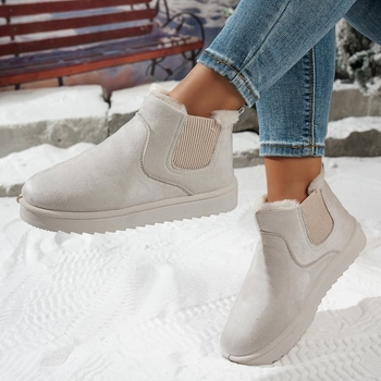 Ghete de zăpadă pentru femei, înalte, căptușite cu fleece, iarna 2025, stil casual, vârf rotund