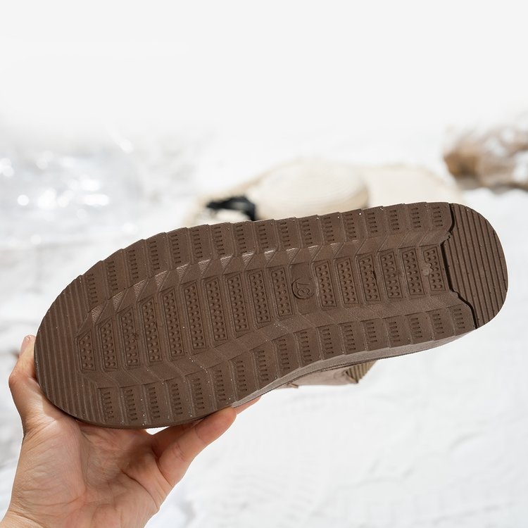 Ghete de zăpadă pentru femei, înalte, căptușite cu fleece, iarna 2025, stil casual, vârf rotund