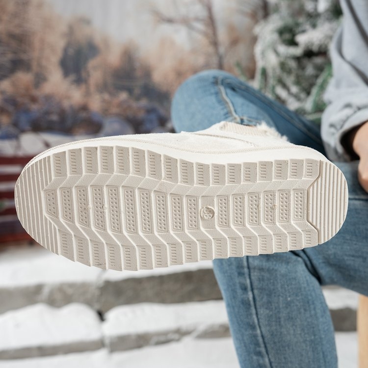 Ghete de zăpadă pentru femei, înalte, căptușite cu fleece, iarna 2025, stil casual, vârf rotund