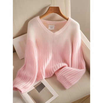 Pulover de damă cu decolteu în V, mâneci lungi, fibră acrilică 95%+