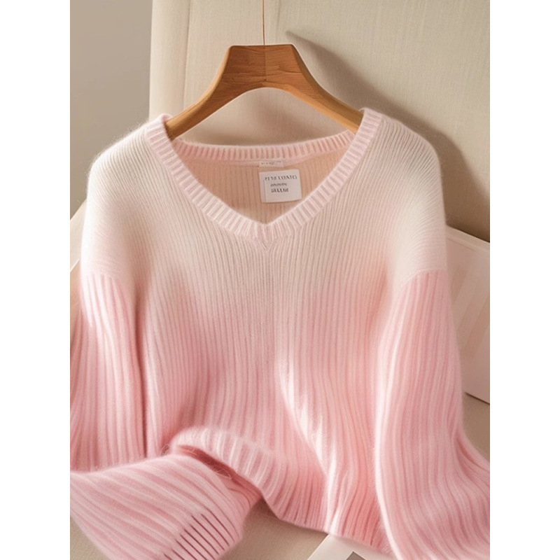 Pulover de damă cu decolteu în V, mâneci lungi, fibră acrilică 95%+