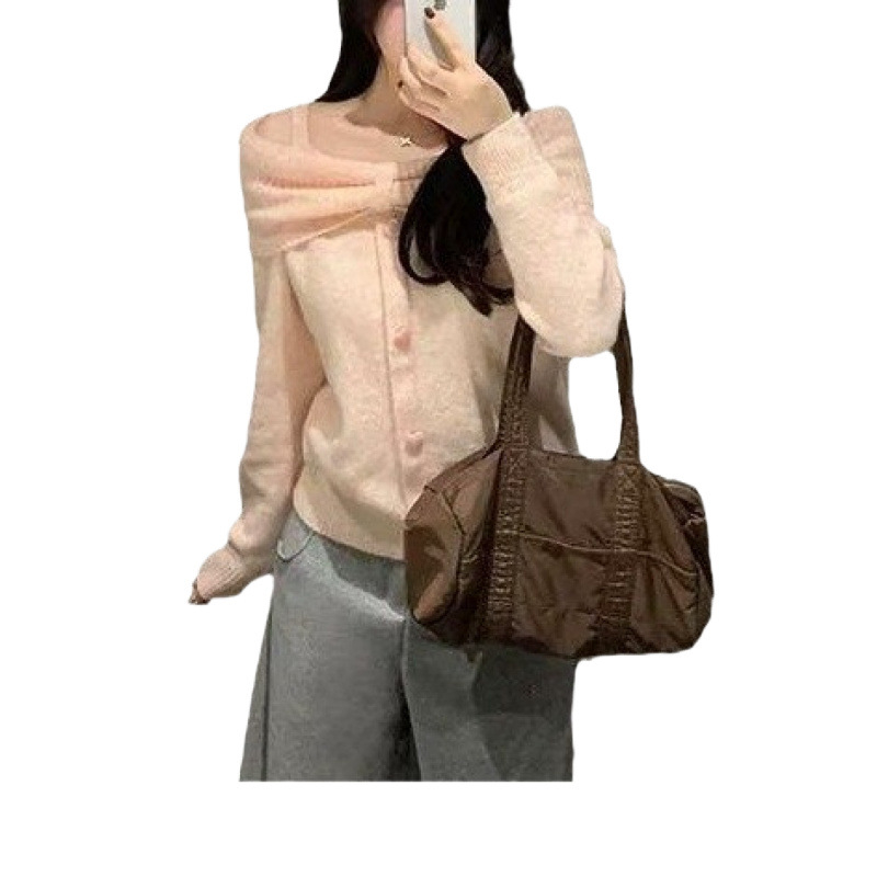 Pulover tricotat, croială lejeră, 30–50% spandex, mâneci lungi