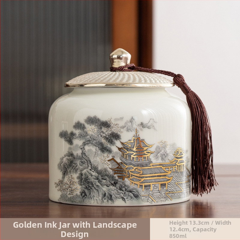 Keraminė arbatos dėžutė su glazūruotu paviršiumi, naujojo Kinų stiliaus, tinkama kaip verslo dovana