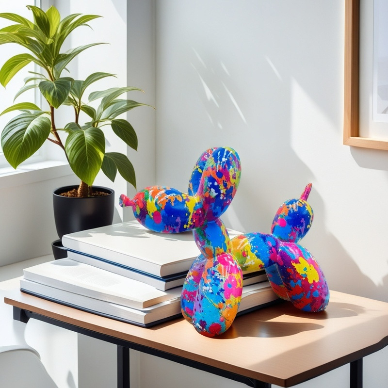 Xiangsheng Ornament din rășină – Câine balon, stil desen animat; Meșteșuguri din rășină; Cadou pentru ziua de naștere, absolvire sau inaugurarea noii case