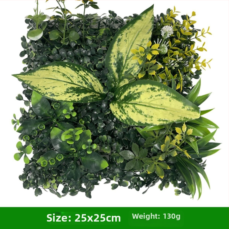 Augalų siena fone – plastikinė žolė su šilko gėlėmis; reljefinis paviršius, injekcinis formavimas; įvairovė: eukaliptas Milan, dirbtinės gėlės, papartis, persų stilius; vestuvėms, lauko naudojimui, fotografijos rekvizitai, namų dekorui