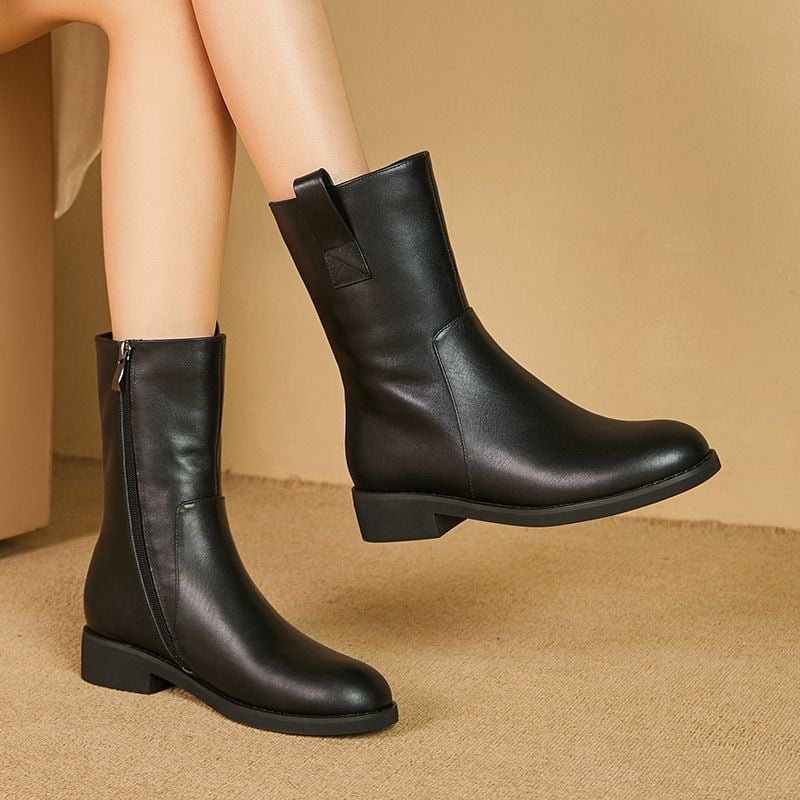 Női Chelsea csizma velúr felsőrésszel, gumitalppal, szögletes orr, vastag alacsony sarok 1–3 cm, oldalsó cipzár