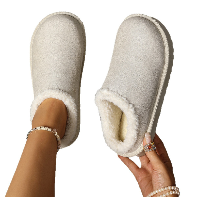 Női hócsizma, velúr felsőrész, gumitalp, alacsonyszár, kerek orr, műszőrmés bélés, slip-on, téli