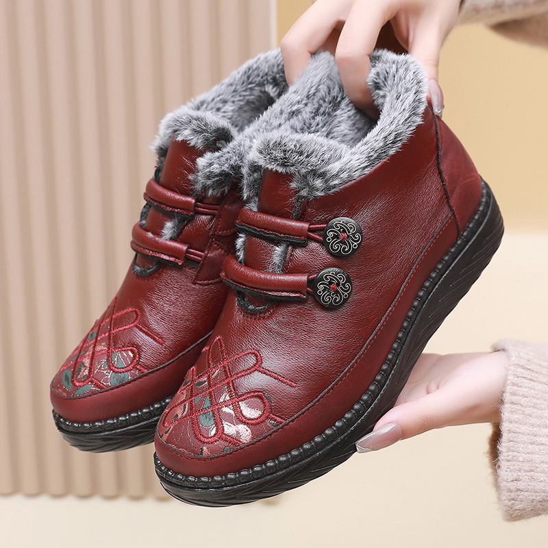 Ženske zimske cipele od pamuka, gornji dio od mikrovlakana, podstava od umjetnog pliša, potplat od poliuretana, slip-on, zaobljeni vrh